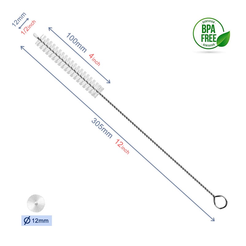BEUICIRY Straw Cleaner Brush Extend 12 inch, Extra Wide 12mm diam Pipe Cleaners, Extra Long Straw Brush for Sippy Cup, Water Bottle and Tubes, Drinking Straw Cleaning Brush Set 10 Pack - Image 2